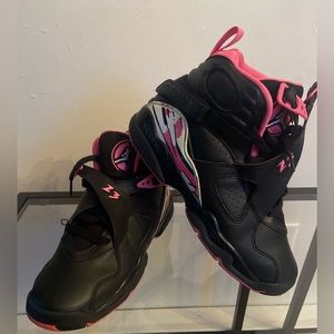Nike Jordan Retro 8 Pinksicle Black/Pink/White Size 5.5 Girls Kids Sneakers GUC
